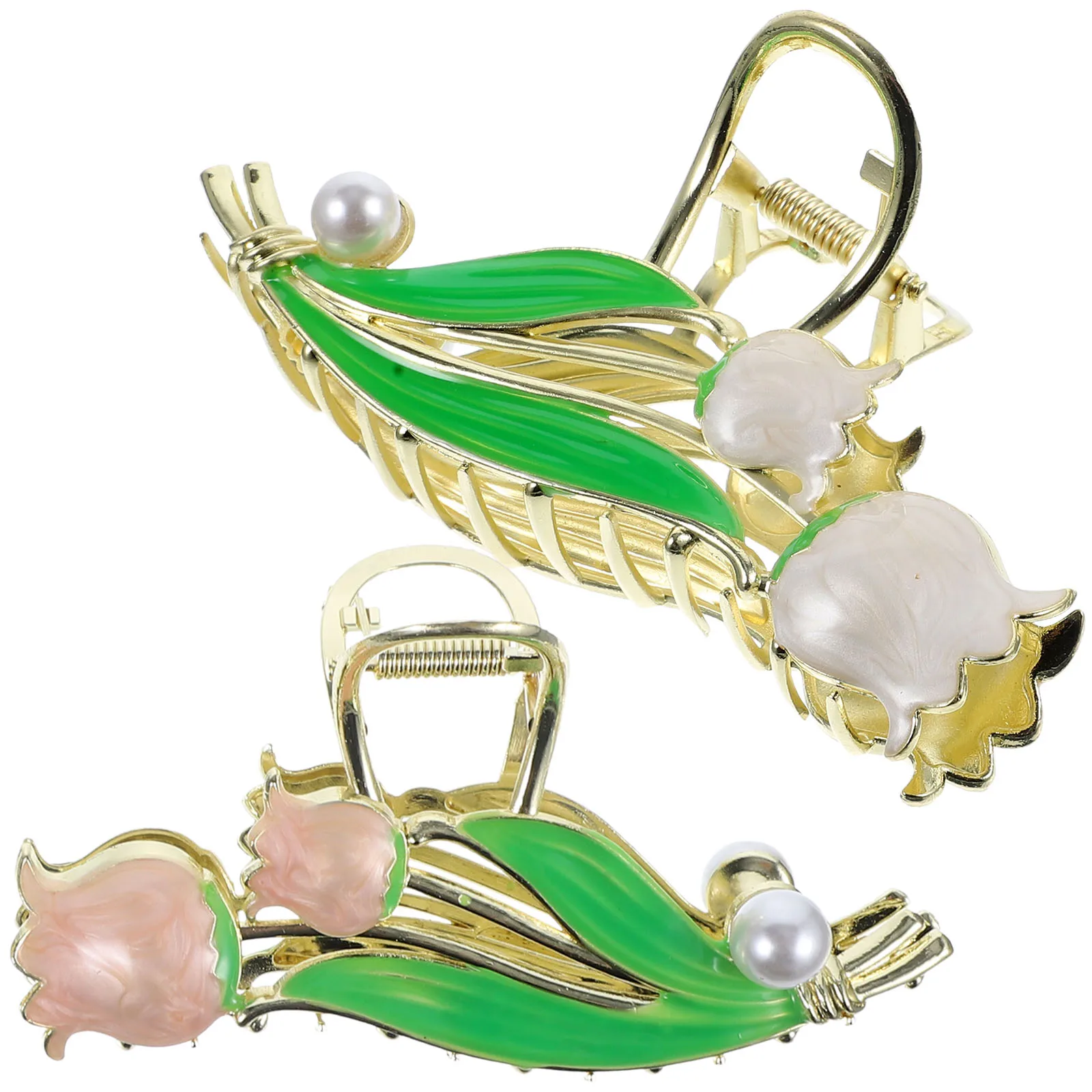 

2pcs Large Claw Clips Flower Metal Tulip Accessories For Women Thick Curly Long Hair Party Travel Use Decorative Clip Fastening