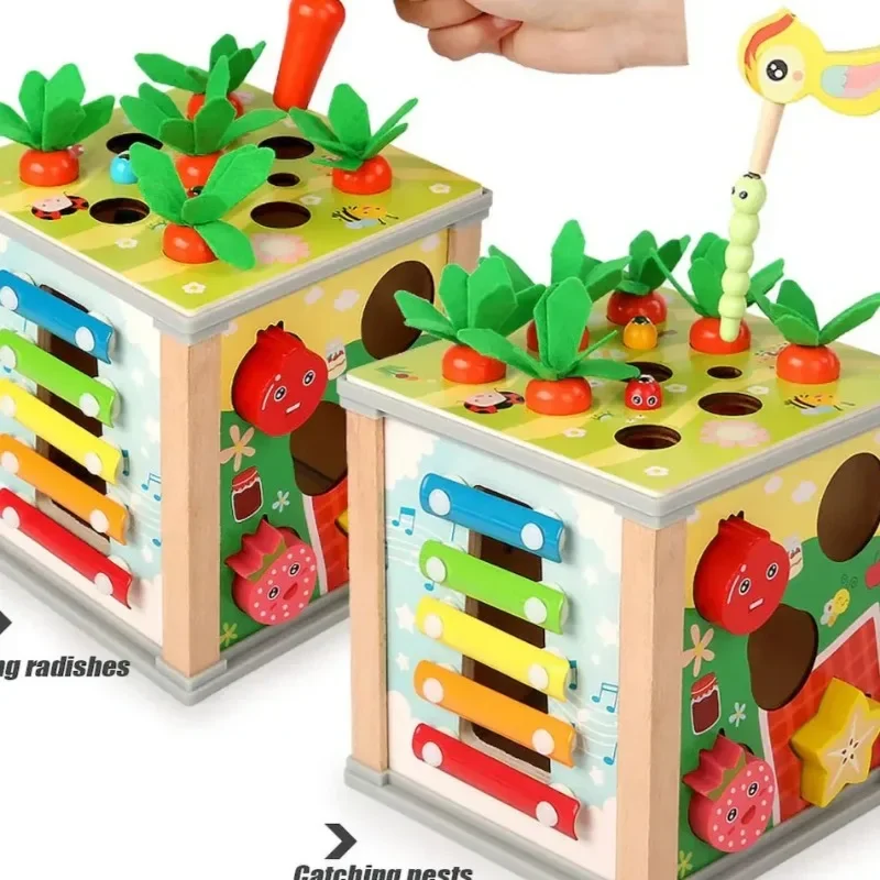 6 in 1 Cubo di attività Giocattolo educativo Montessori per 1 3 anni Abilità motorie fini Riconoscimento orologio Giocattolo occupato per bambini