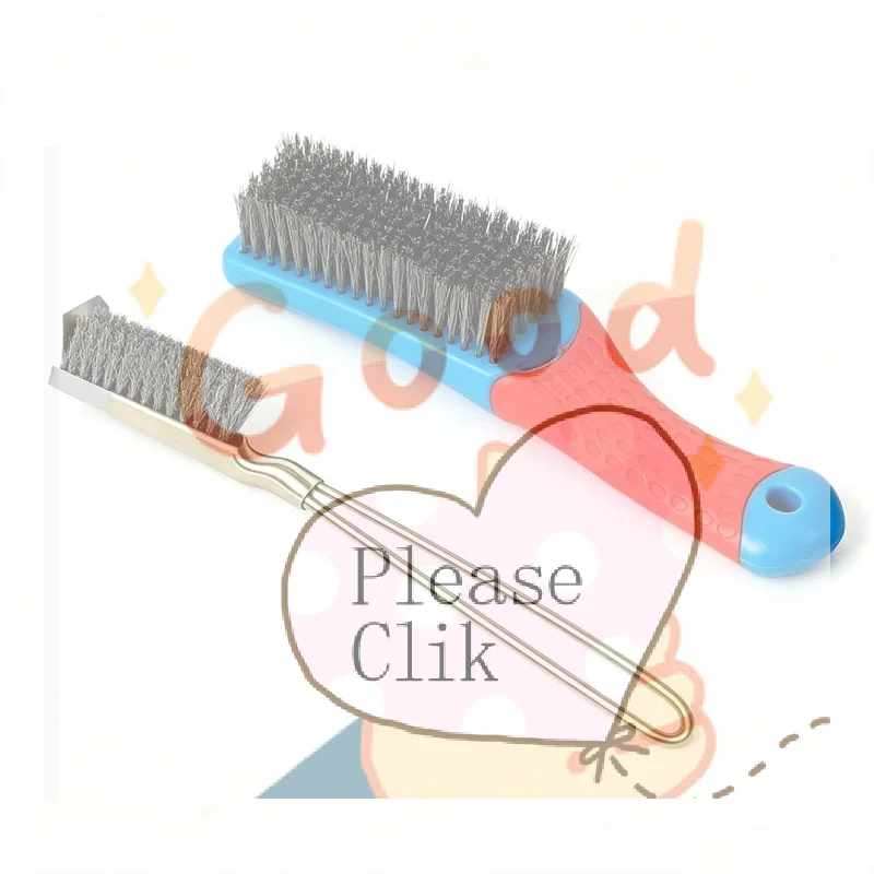 【HG】2Pcs/Set Brushes Iron Silicone Handle Stainless Steel Wire Paint Removal Polishing Cleaning Tools Rust Elbow Brush Mini