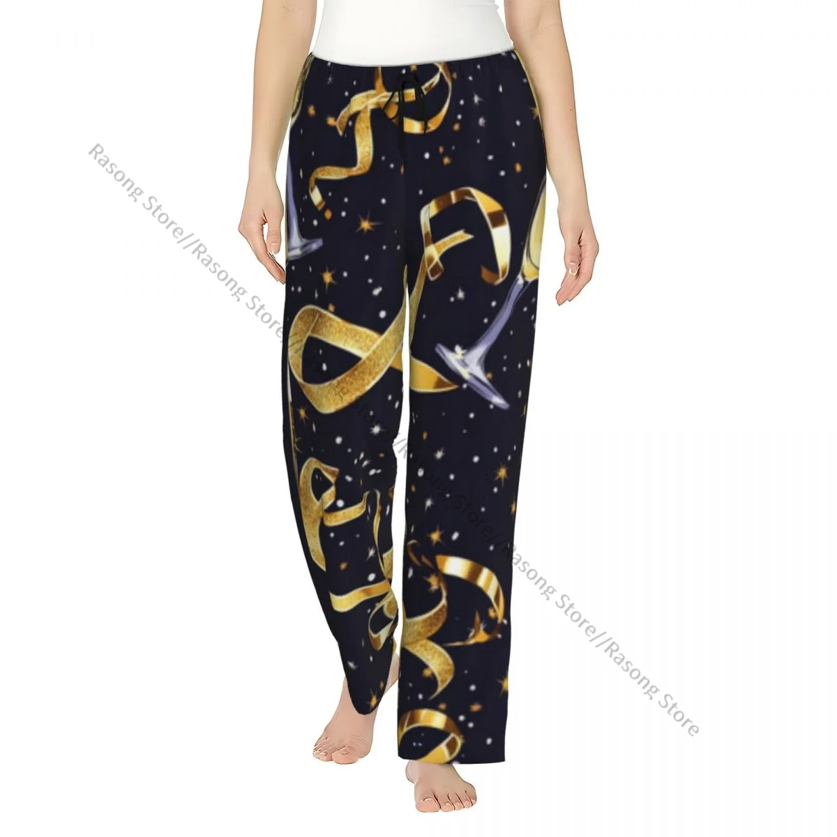 

Пижамные штаны для женщин, сверкающие очки цвета шампанского, штаны для сна, домашняя одежда для дома