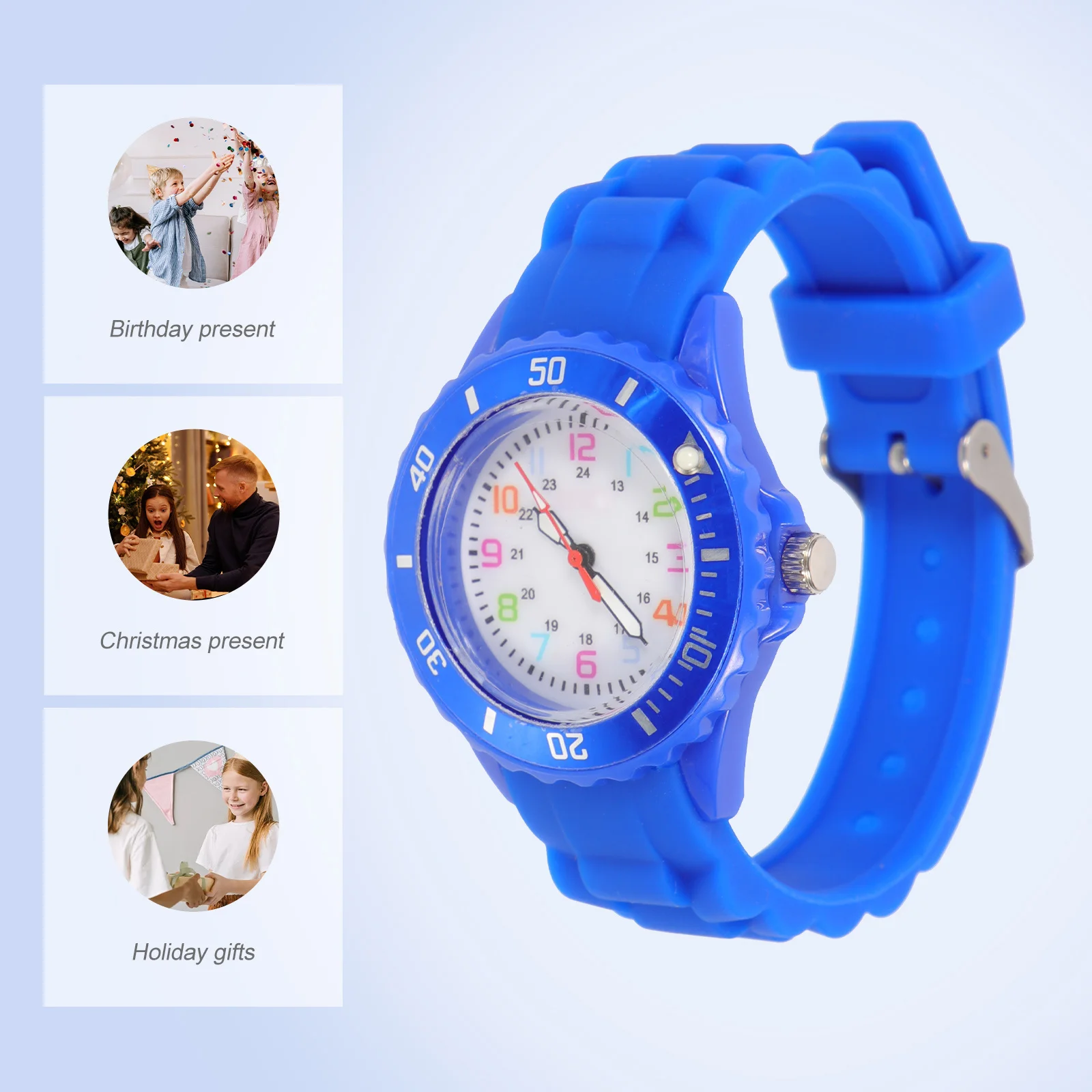 Kinderuhr, rund, Silikon, analog, weiches Band, bequeme Kinderuhr für Kleinkinder, Geschenk, Lernzeit, Geschenk für Kinder