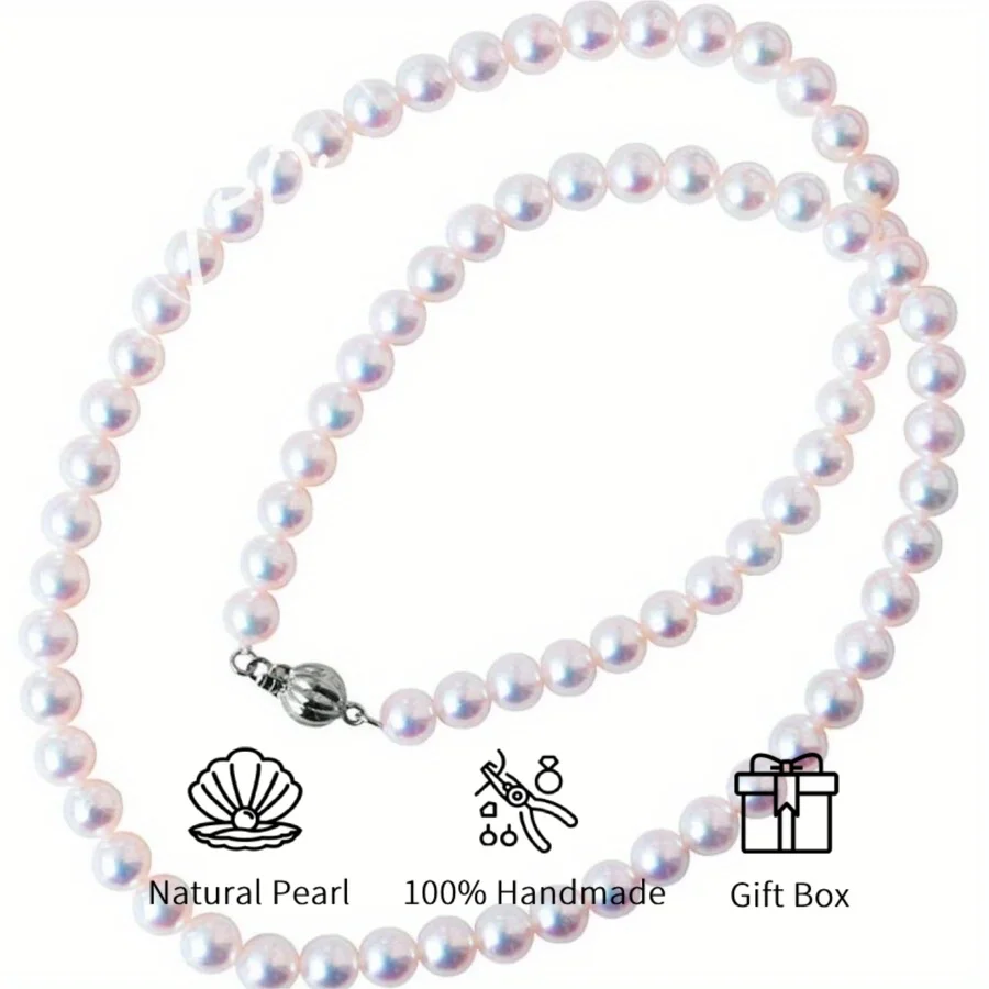 

MYSOYA японское жемчужное ожерелье Акойя 8-8,5 мм из натурального жемчуга с подарочной коробкой идеальный подарок на свадьбу, день рождения, Рождество, Новый год