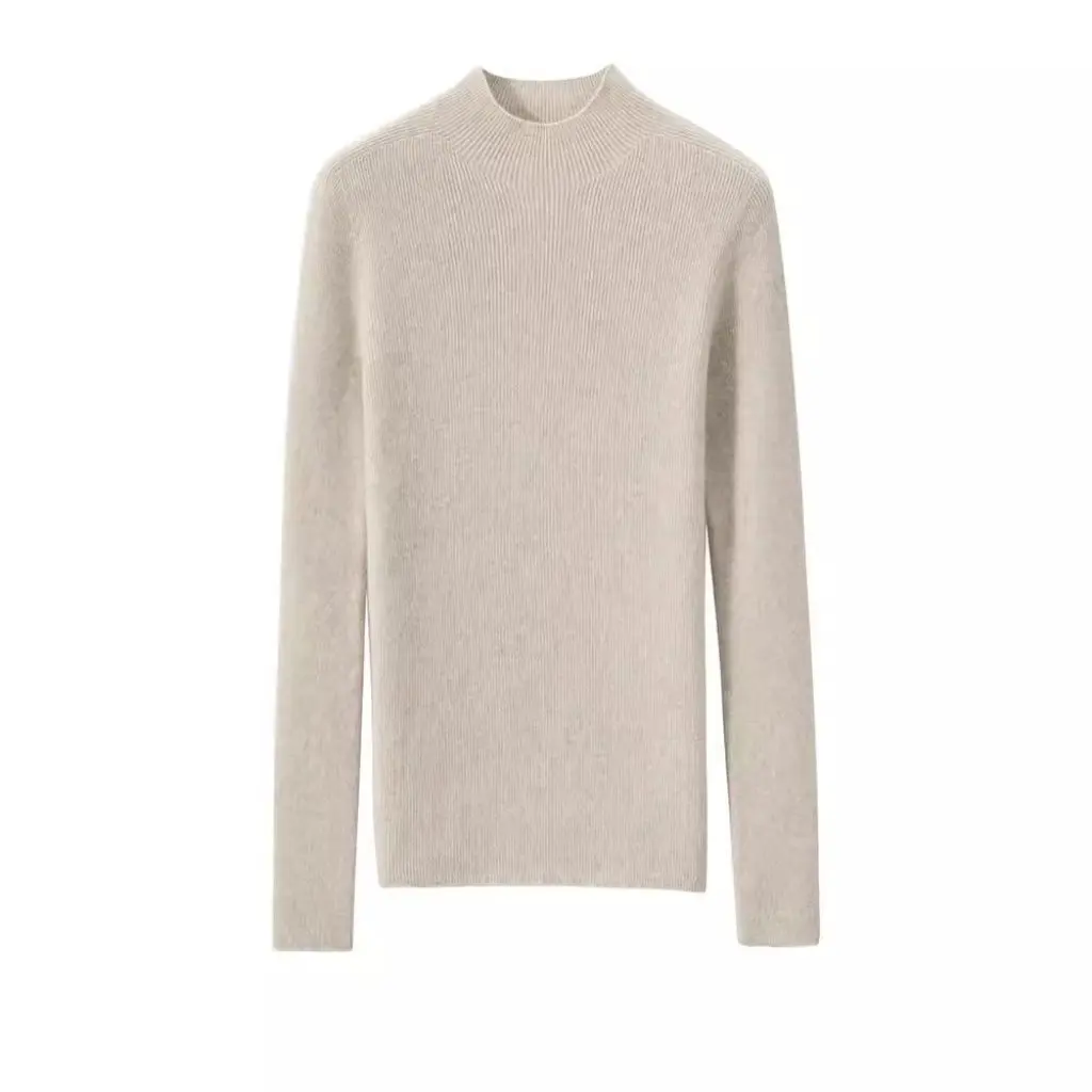 

Women's Cashmere Base Shirt Half-High Collar Tight Knitted Soft Waxy Skin-Friendly Inner Sweater Solid Color First-Line Garments