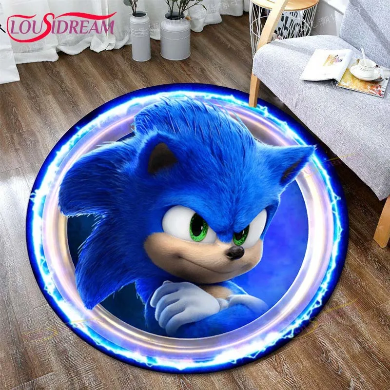 Nieuwe Cartoon Sonic Ronde Tapijt Anime Egel Actiefiguren Kinderkamer Slaapkamer Vloermatten Decoratie Props Levert Gift