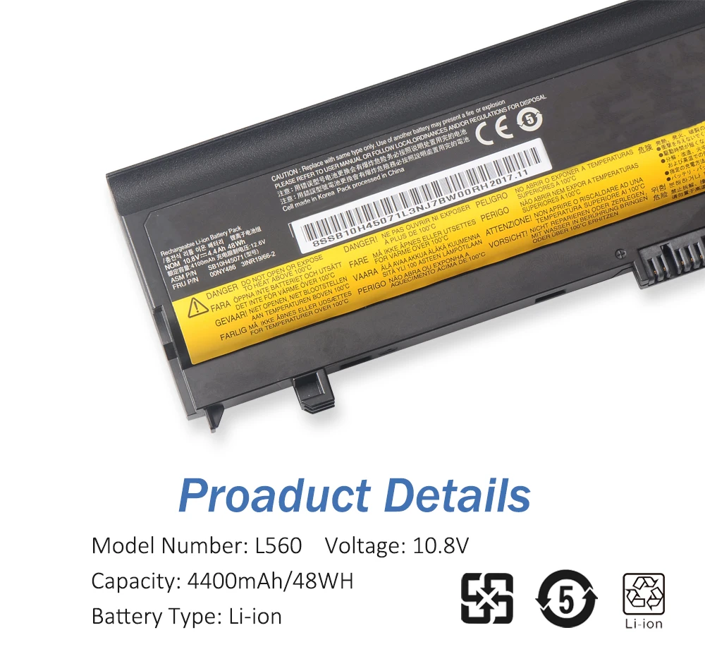 ETESBAY L560 L570 71 + LENOVO Thinkpad SB10H45073 SB10H45074 SB10H45071 00NY488 00NY489 00NY486 4400mAh