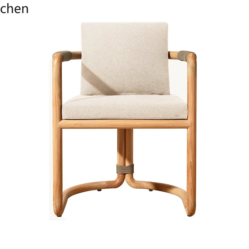 

HT Custom Outdoor Teak Wood Table and Chair Set for Villa, Sunproof and Corrosion-resistant Wood Dining Table and Chair