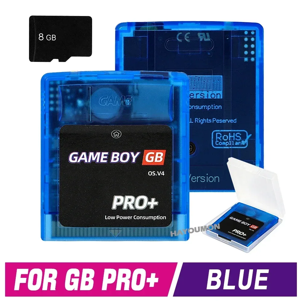 2026 Für GB GBC GBA Spielkonsolen Gaming-Zubehör GB PRO+ Spielkarte für Gameboy Card OS.V4 2000 in 1 mit 8GB TF-Karte Spielebox