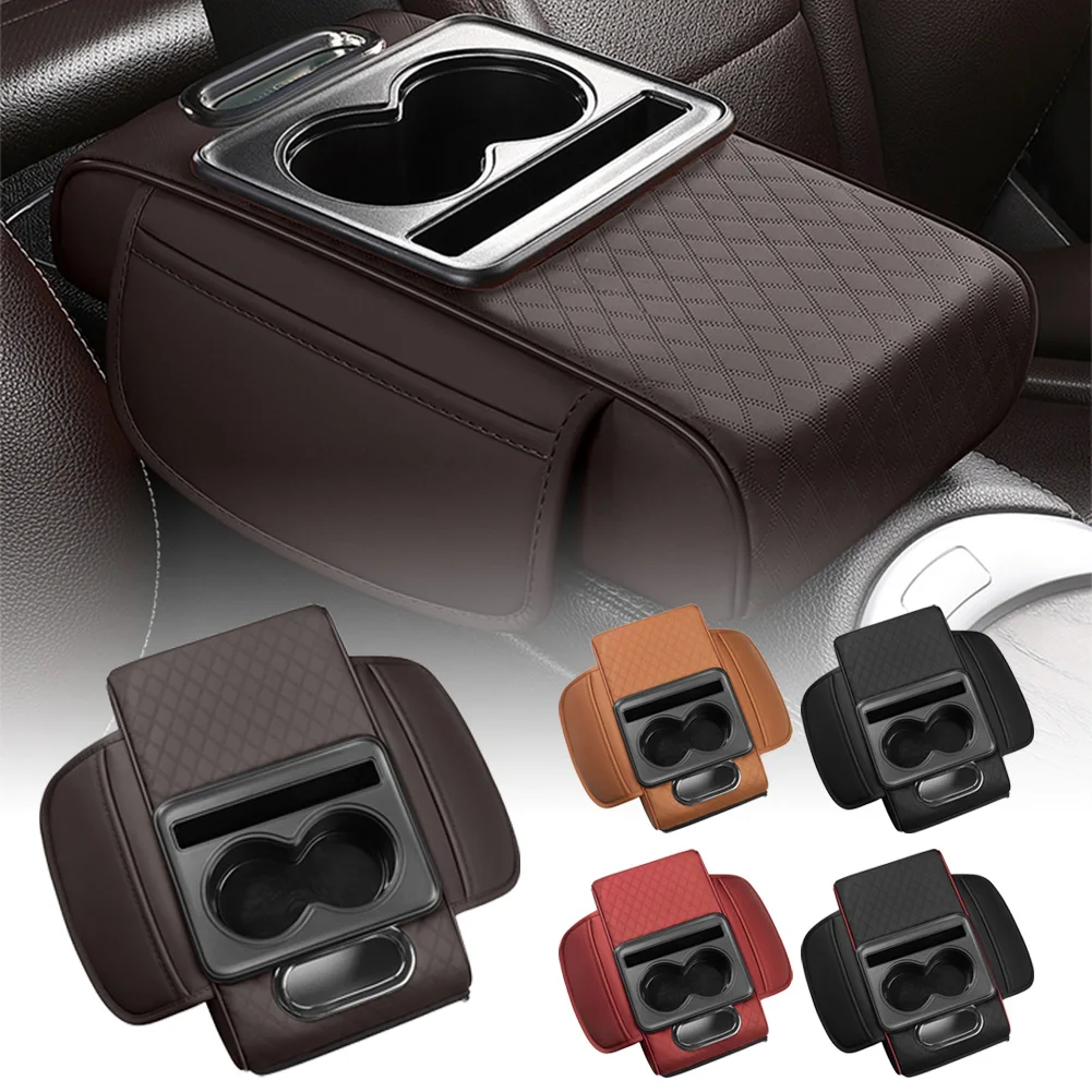 

Auto Universal Multifunctional Car Armrest Box Pad with Cup Holder Storage Armrest Box Booster Pad Car Tissue Box