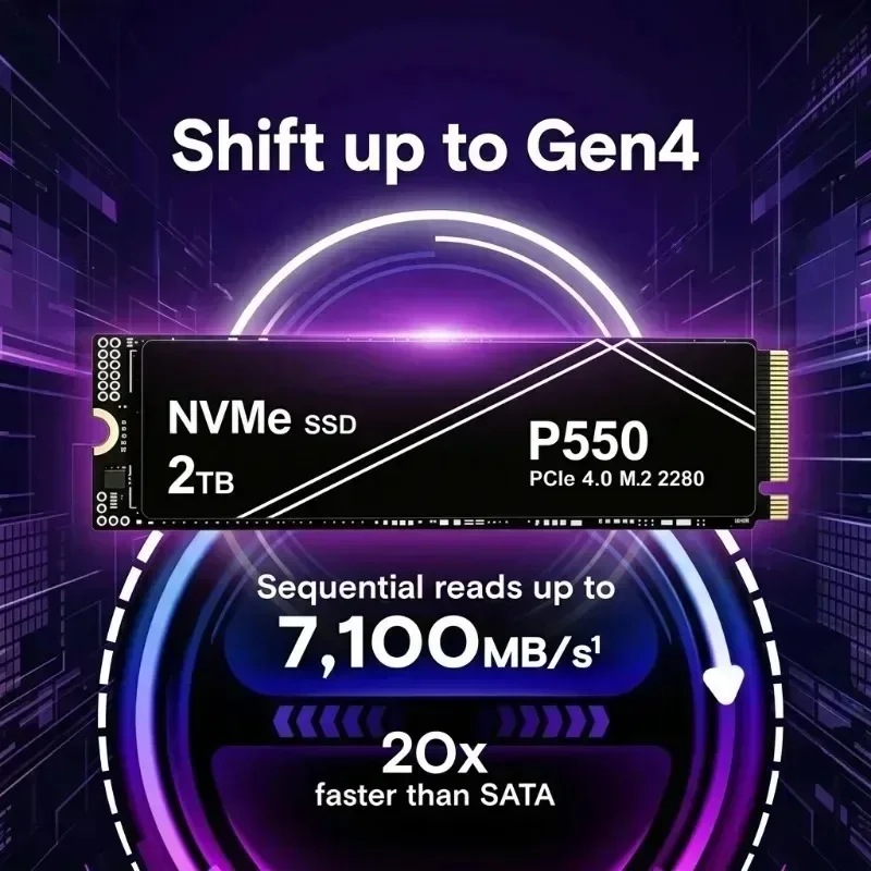New P550 SSD 1TB-4TB NVMe PCIe Gen, 7100MB/s Max Seq Read Speed, Internal Drive for Gaming Laptops and Desktop PC Systems.