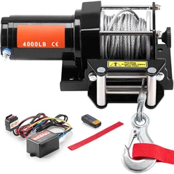 SucceBuy 4000lbs Electric Winch with 39ft 7 Strands Steel Cable Wireless & Wired Remote Control ATV/UTV Winch for Truck Towing