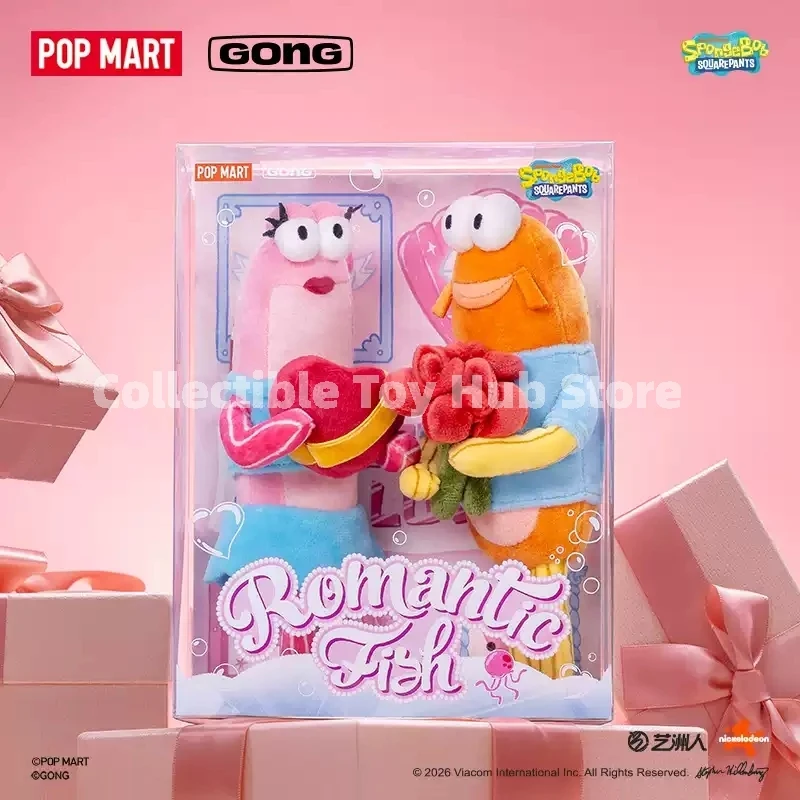 Genuine Pop Mart Gong Spongebob Romantic Fish Couple Plush Doll Gift Box Pink Orange Fish Pair Cute Fluffy Stuffed Toy Gift Box view 2