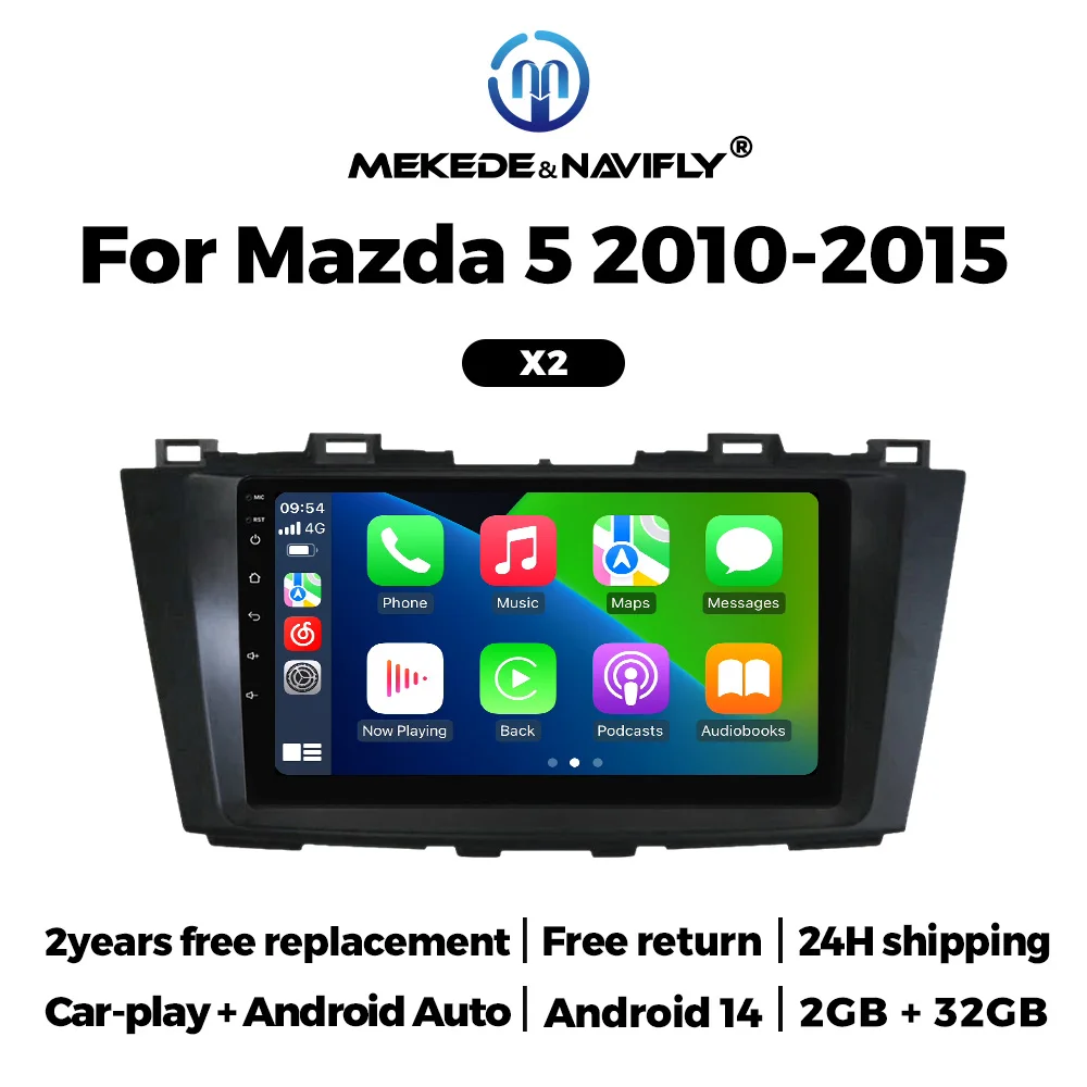 

9-inch Android 14 Car Radio 2G+32G Wireless Carplay DSP For Mazda 5 CW 2010-2015 Navigation GPS Multimedia Video Player 1024*600