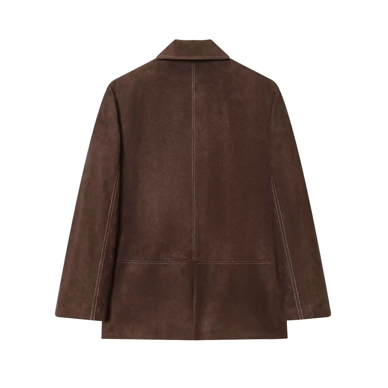 سترة نسائية كلاسيكية مستقيمة للتنقل بزر واحد وجيب بأكمام واسعة وسترة مقصوصة بلون سادة سترة نسائية أنيقة للخريف #2