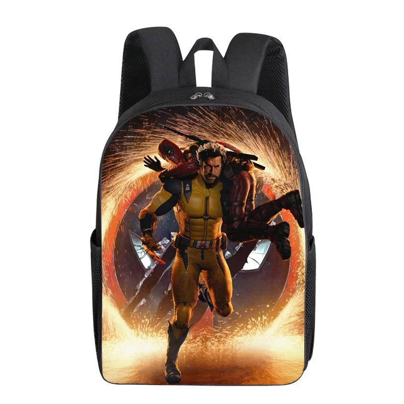 Deadpool & Wolverine Kids Backpacks Marvels Action Figures School Bags Boys Girls Outdoor Sport Travel Knapsack Children Gift