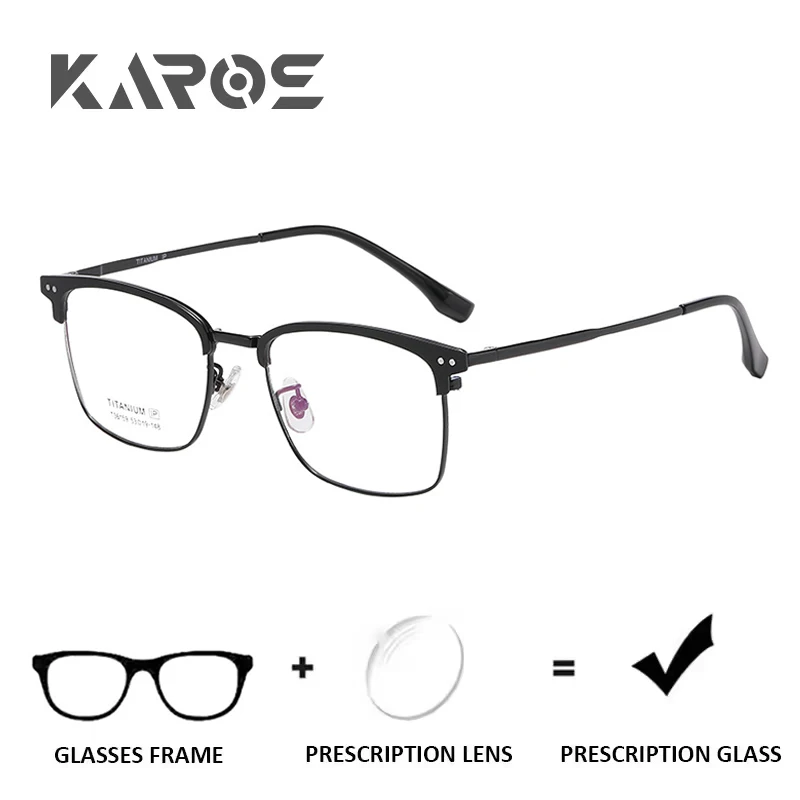 

KAROS Full Titanium Flexible Prescription Glasses Square Design Anti Blue Light Photochromic Lenses Progressive Optical Myopia E