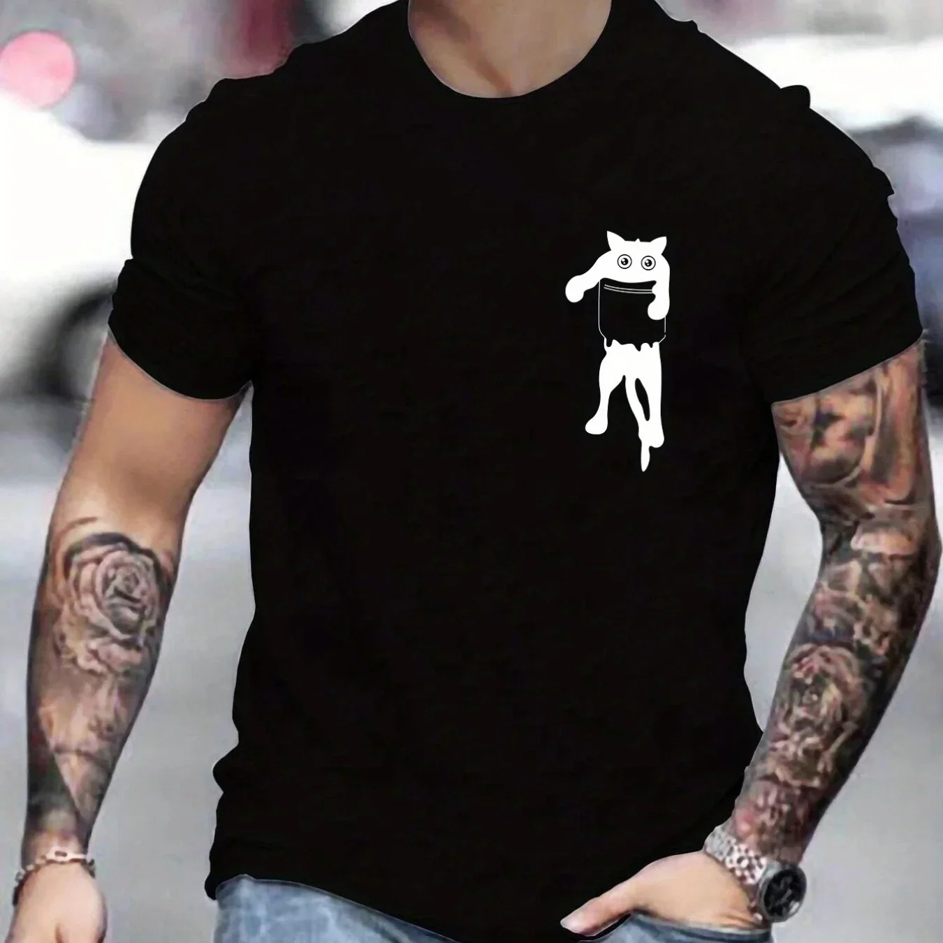 

Cat Round Neck Man Printed T-shirts Woman Funny Causal Graphic Tees Short Sleeves Slim Fit Tops Men's Summer Clothing