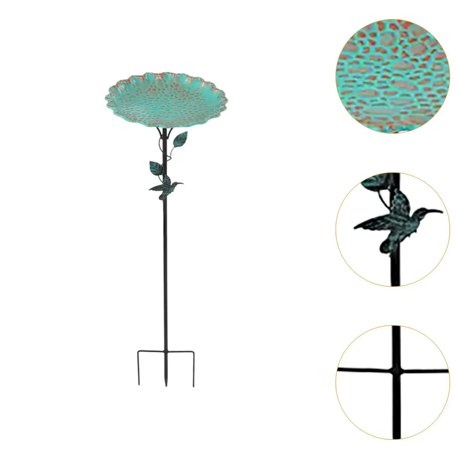 Birdfeeder with Metal Stake Ornament Gift Iron Weatherproof Decorative Bird Bath