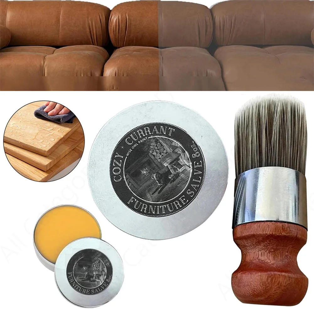 1-3PCS Furniture Salve Leather Conditioner All-Natural Leather Cream Rejuvenate & Nourish Leather Balm with Brush for Sofa Seats