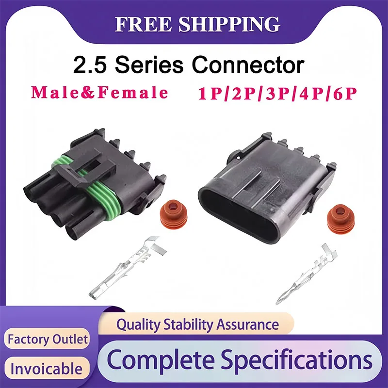 

5/20/100 Sets 2.5 Series Waterproof Connector Kit 1/2/3/4/6Pin Male/Female Terminals Universal Automotive Wire Harness