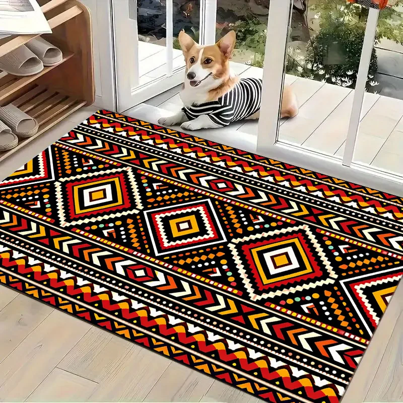Warm Brown Ground Black Cat Silhouette Pattern With Welcome Text Commercial Floor Mat For House Entryway Door