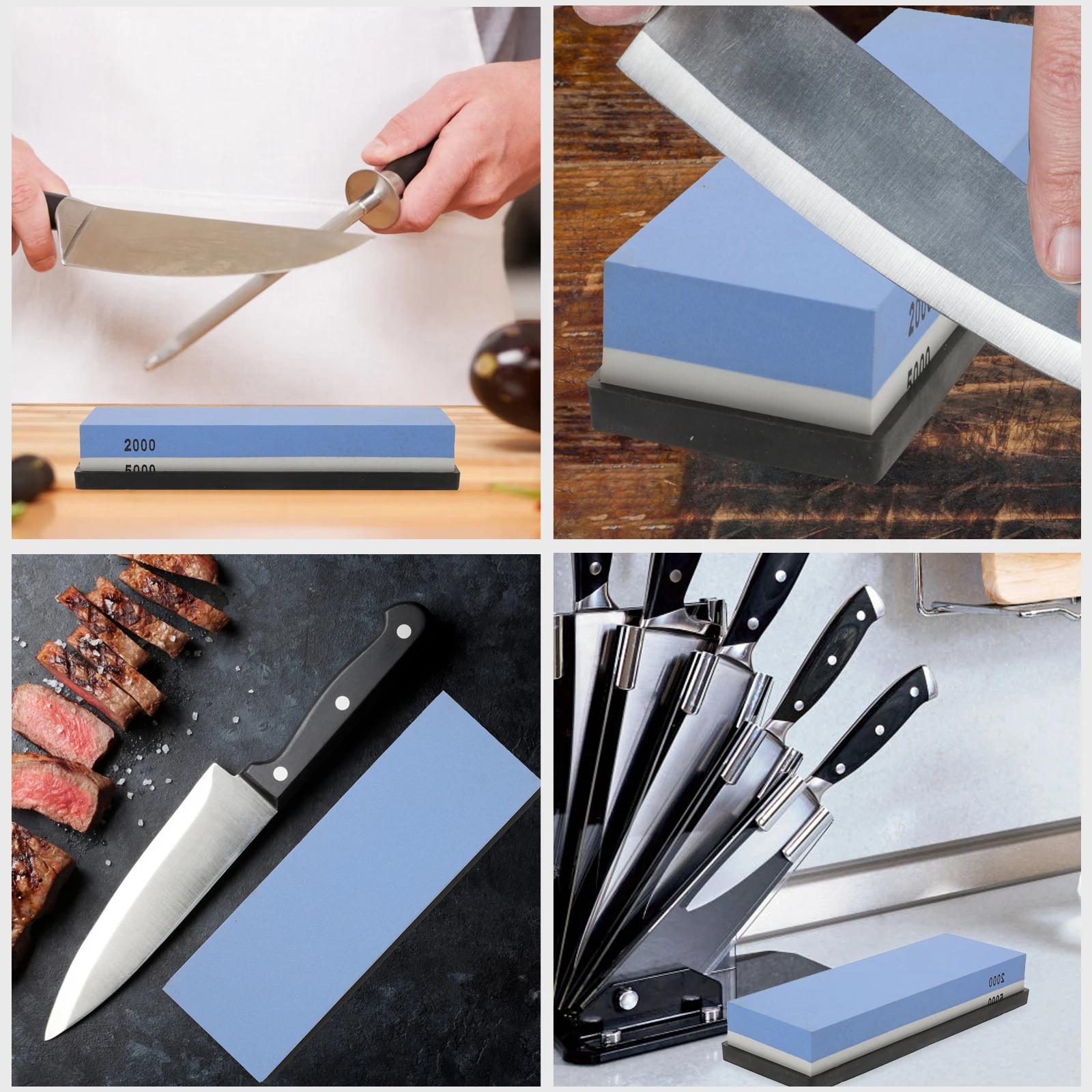 

White Corundum Sharpening Stone Double Sided Kitchen Knife Sharpener Abrasive Stone for Knives Scissors Chopper Home Kitchen Use