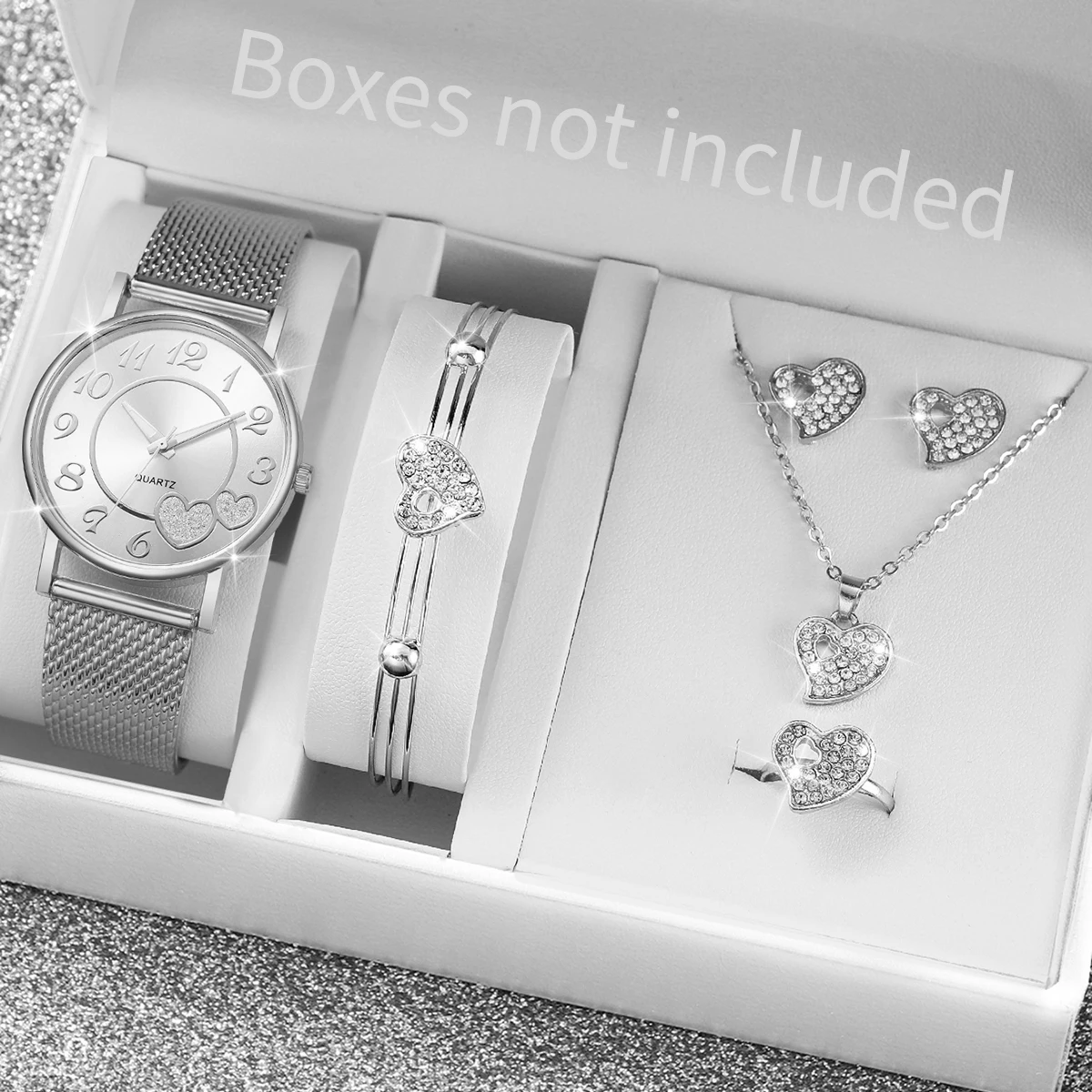 6 قطع/مجموعة relógio feminino مودا باندا دي بلاستيكو relógio de quartzo ستراس cuore conjunto de joias (sem caixa)