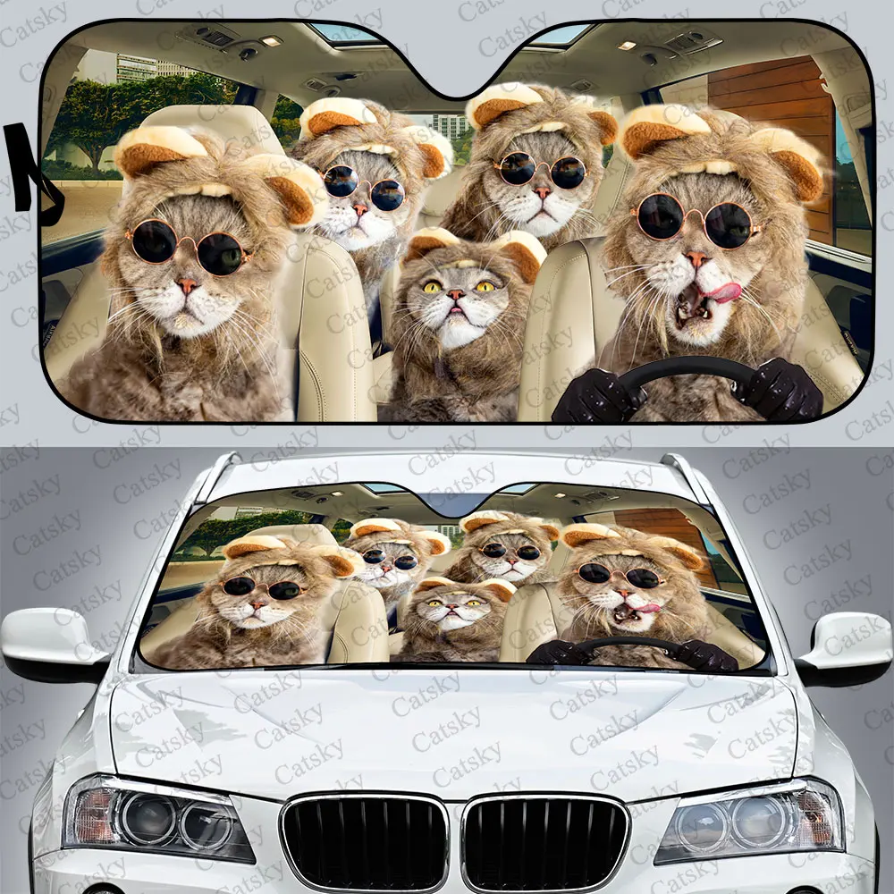 Cool British Shorthair Cat Car Sunshade, Windscreen Sunshield Decoration for Car Window Sunshade Cover Foldable Uv Ray Reflector