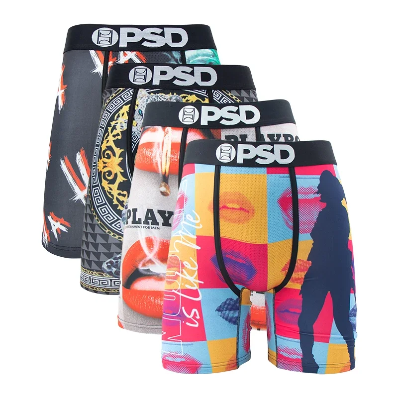 4Pcs Sexy Men Underwear Boxers Fashion Print Underpants Male Panties Lingerie Breathable Printed Summer Man Boxer Briefs Trunks