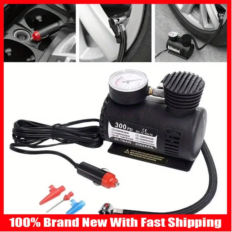 300 PSI Inflatable Pump 12V Car Auto Tire Air Inflator Pump Accessories Automotive Durable Vehicle Electric Mini Air Compressor