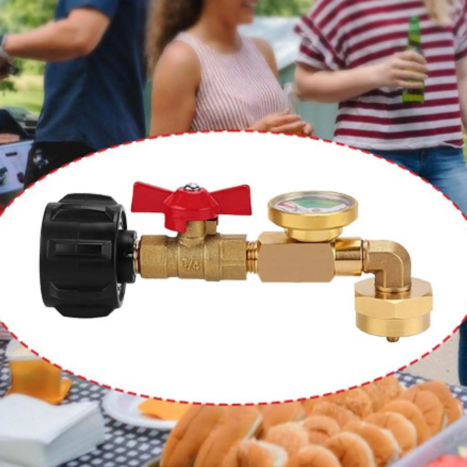 

Propane Refill Elbow Adapter with on Off Control Valve for Camping Grill