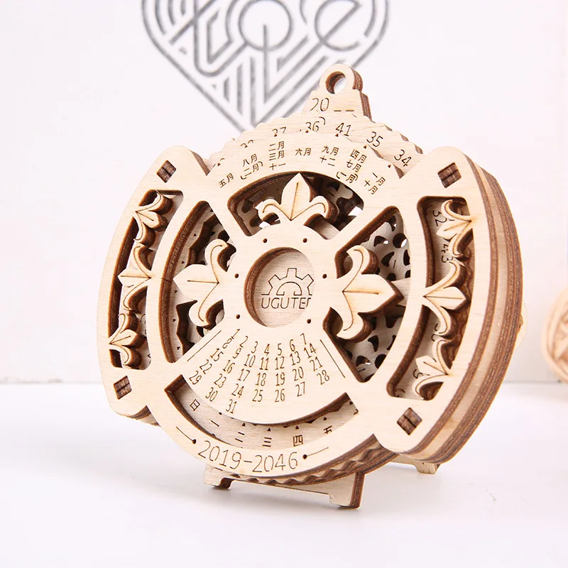 Houten mechanisch roterend model 3D driedimensionale puzzel Creatief geassembleerd eeuwigdurende kalenderornamenten Relatiegeschenken