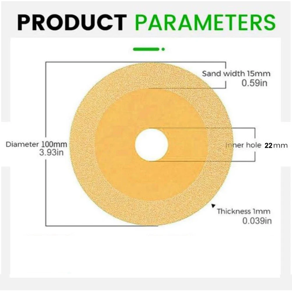 Imagem -05 - Disco de Corte de Vidro para Diamante Mármore Cerâmica Azulejo Jade Lâmina de Moagem Acessórios para Ferramentas Elétricas 100 mm de Diâmetro 22 mm 1pc