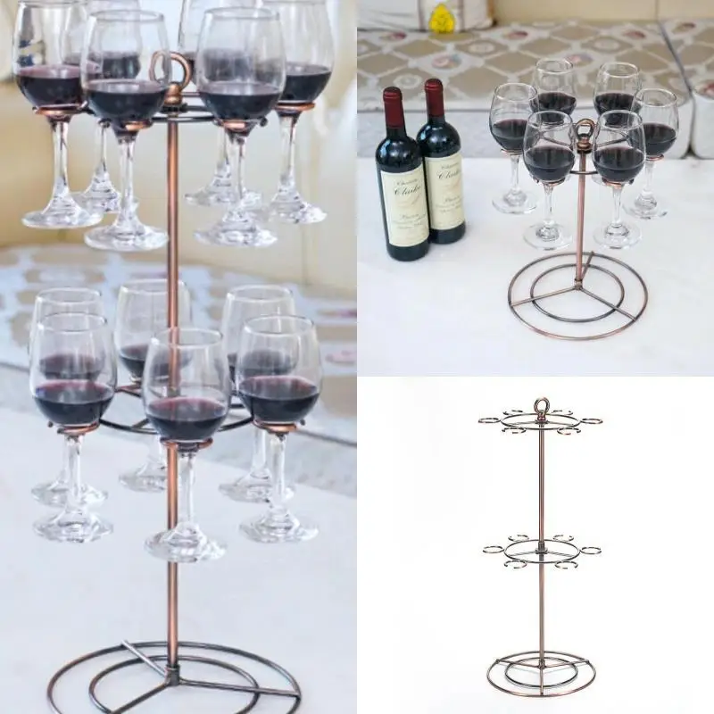 

Iron Multi-layer Red Wine Cup Holder Hanging Upside Down, Kitchen Glass Cup Storage Bar & Restaurant Goblet Organizer 10pcs