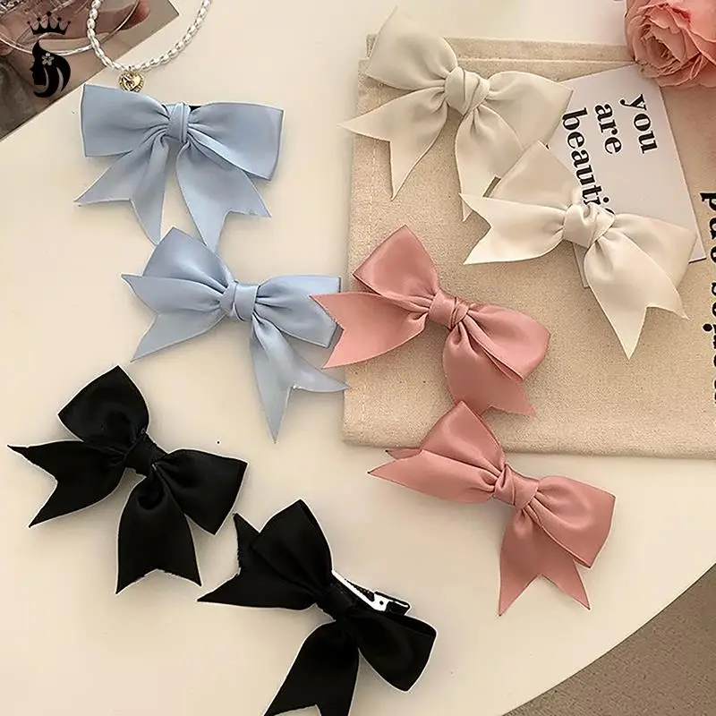 Elegant Satin Bow Hair Clips For Girls Kawii Barrettes Cute Hair Accessoires Ribbon Woman Hairpins Hairgrip