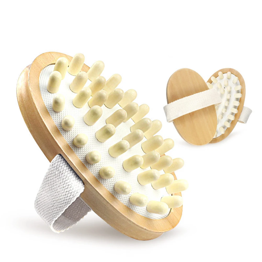 

Wooden Massager H held Body Brush Exfoliating Back Tools Soft Bristle Massage Circulation Lymphatic Flow Dry Skin
