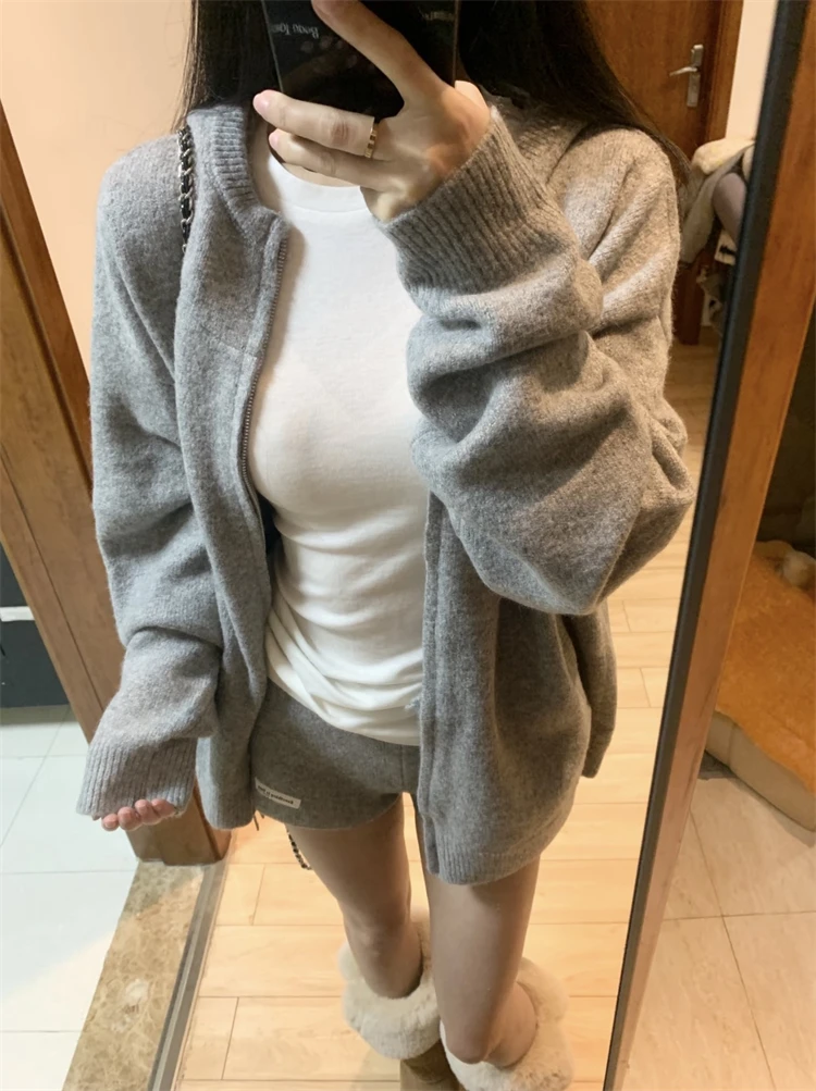 

Fashionable Casual Long Sleeve Women's Two-Piece Set Loose Fit High Waist Short Pants Spring Breathable Comfortable Outerwear