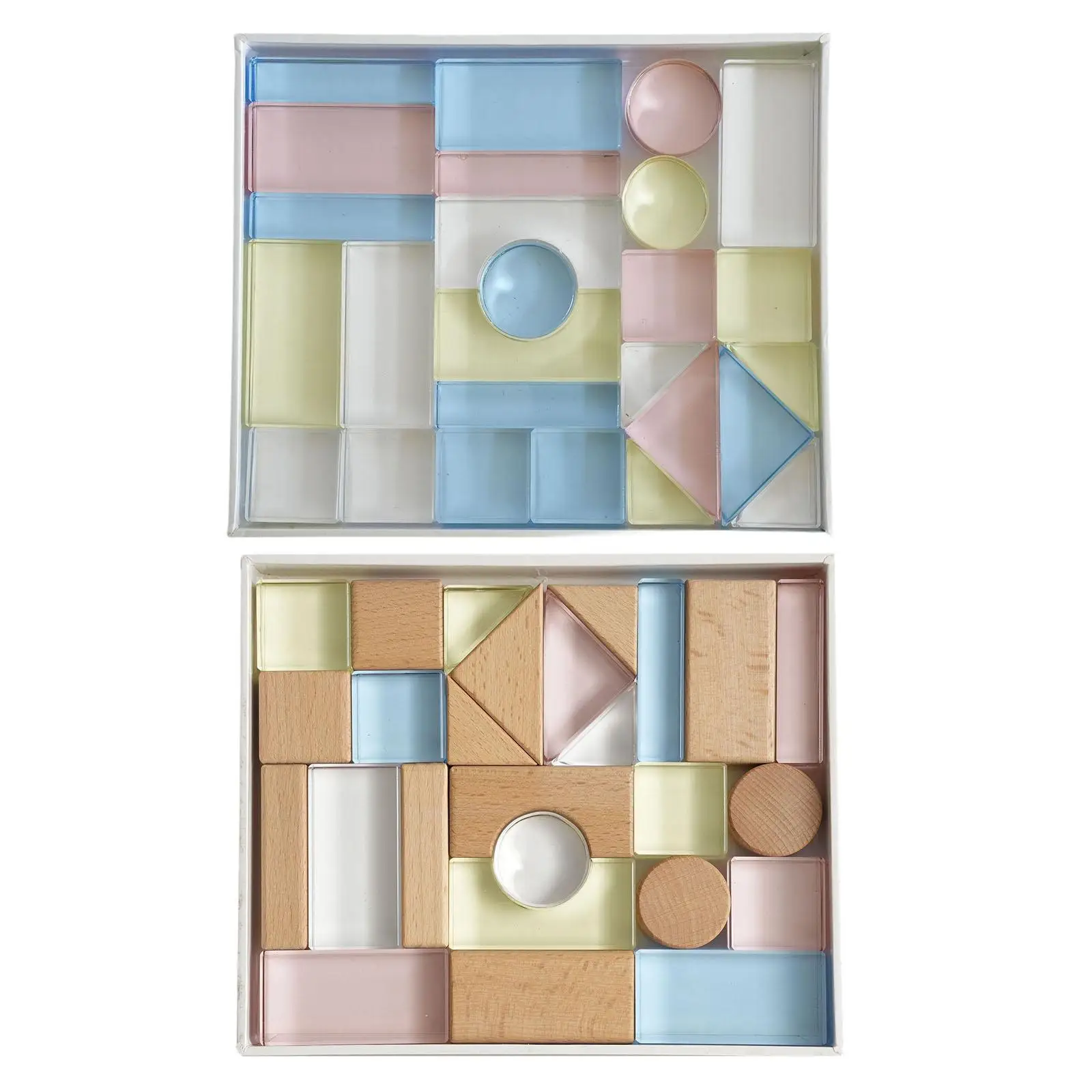 26 Pieces Transparent Acrylic Block Set Shadow Stacker Block Toy Development Toy Smooth Montessori Stacking Game for Holiday