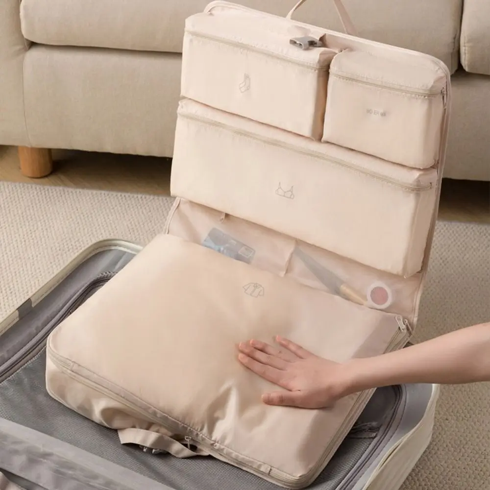 

Large Capacity 6 In 1 Travel Storage Bag Hangable Compressible Clothes Packing Cubes Washable Dustproof Luggage Organizing Bag