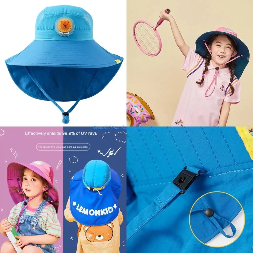 

E56A Beautiful Fisherman Hat Child Cartoon Wide Brim for Sun Hat for Outdoor Dog Walk