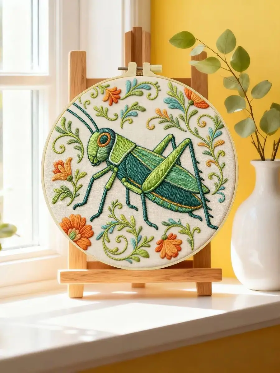 1 Stück 20x20 cm/15x15 cm 7,87/6,3 Zoll Rotes Hirsch Stickerei Starter-Kit DIY-Kit Stickerei-Set für Anfänger – Detail 6