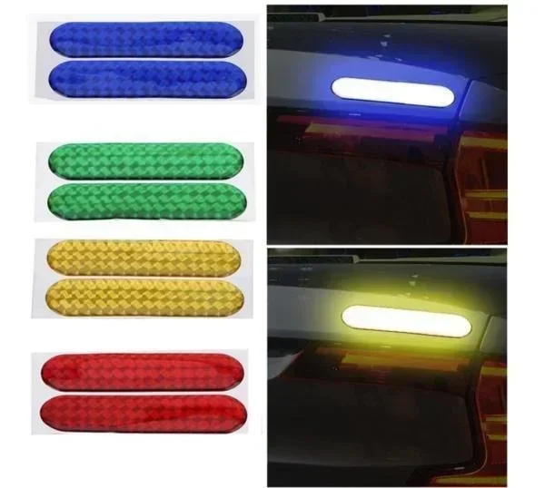 2pcs/set Car Door Reflective Sticker Warning Tape Car Reflective Stickers Reflective Strips 4 Colors Safety Mark Car-styling