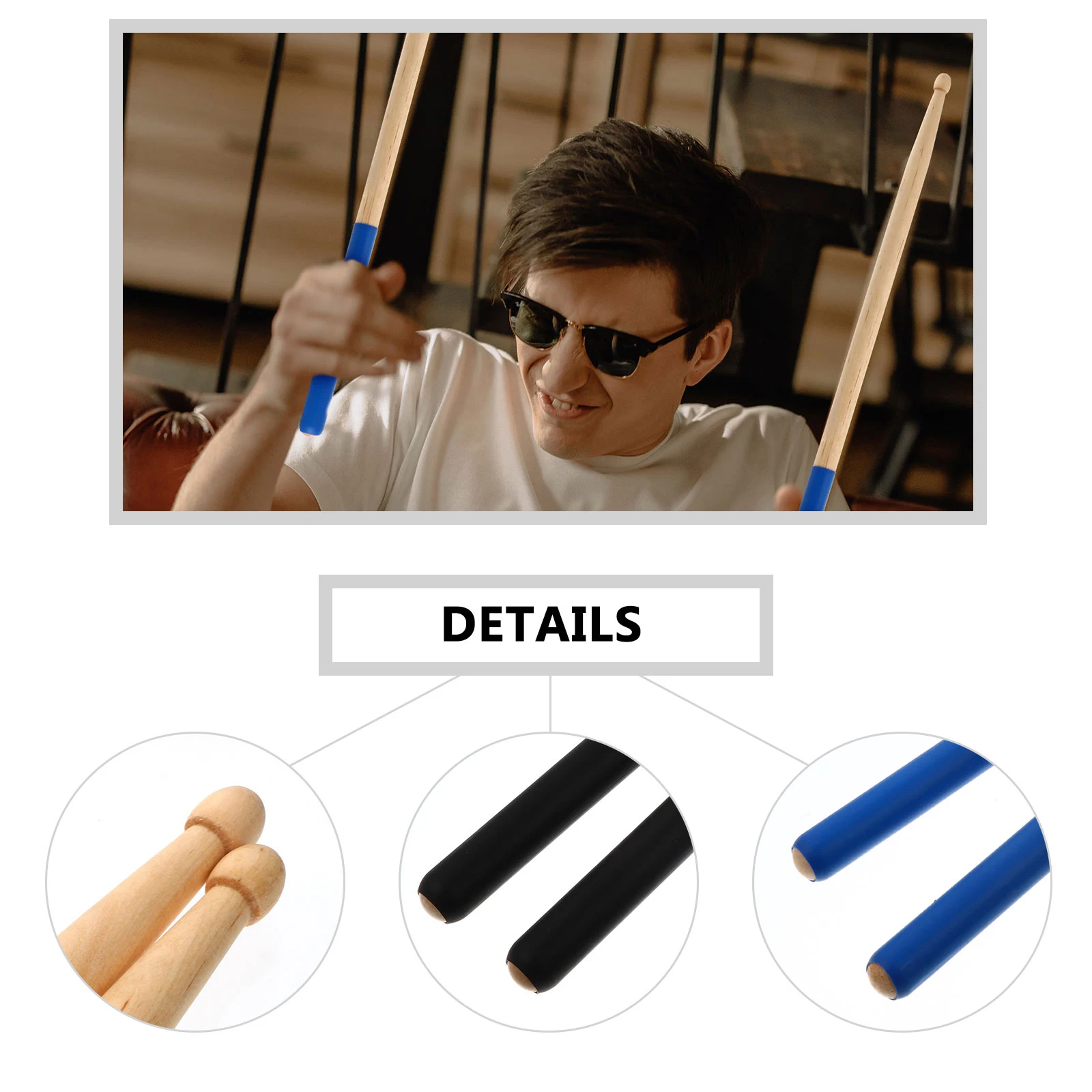 

2Pairs Anti-Slip Snare Drum Stick Premium Maple Drumsticks for Practice Bar Cafe Musician Use Wood Tip Drumstick Rich Sound