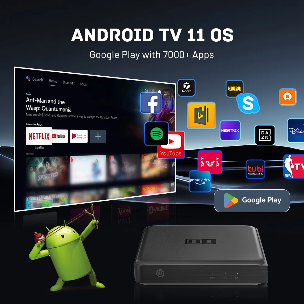 G1 Android TV BOX Google Certified Android TV 11 OS Netflix 4K Amlogic S905X4 Dolby Vision WIFI6 BT5.0 Media Player