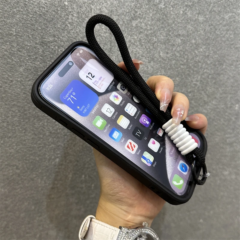 Slide Camera Protection Ring Magnetic Case For iPhone 17 16 15 14 13 12 11 Pro Max Wrist Strap Cord For Magsafe Shockproof Cover