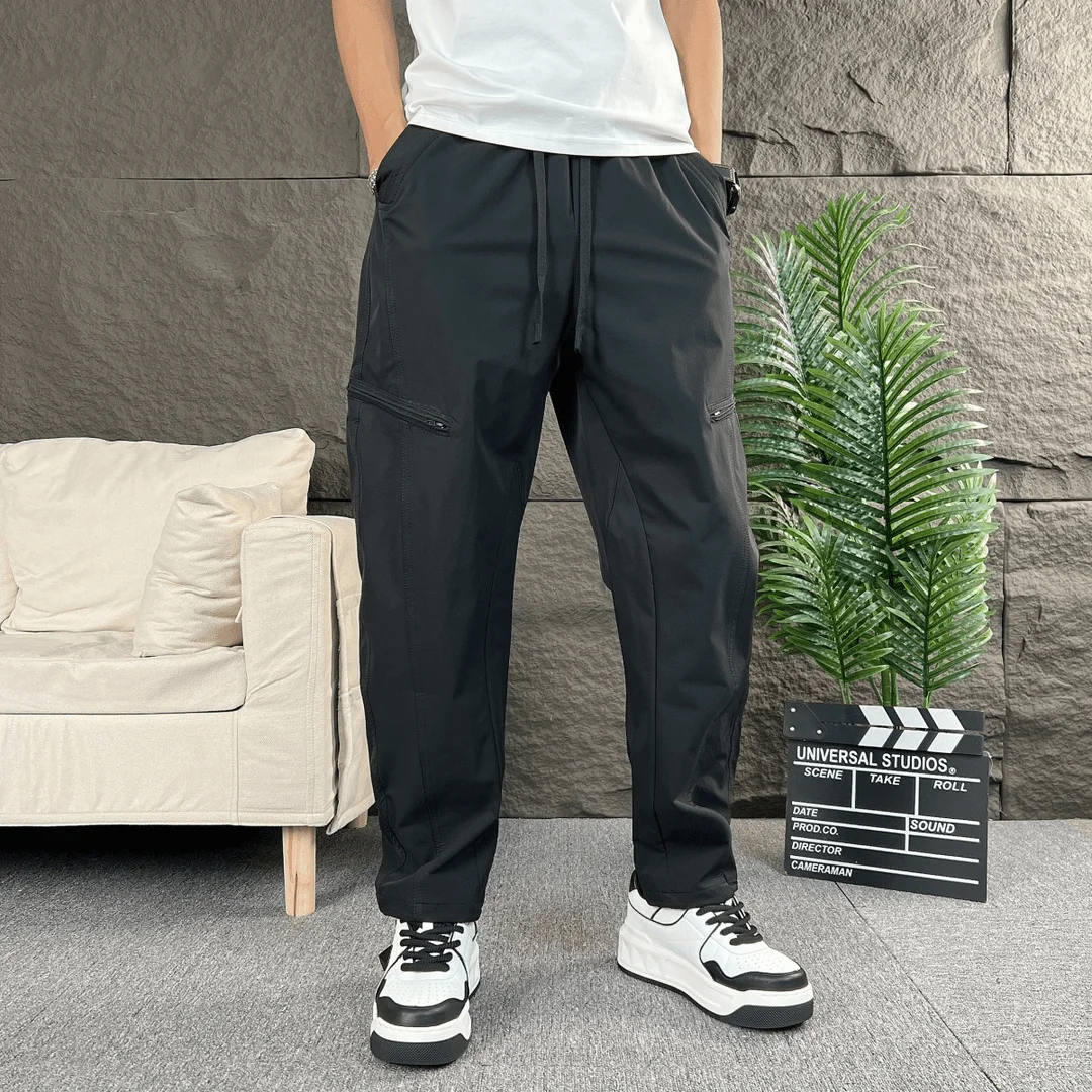 Mens Summer Tech Parachute Pants Waterproof Windproof Durable Outdoor Lightweight Straight Work Trousers Male Fashion