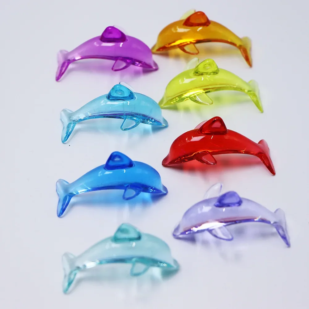 Camal 20Pcs Random Mixed Acrylic Dolphin 29x40mm Charm Pendant For Jewelry Making Findings Ornament Children Kids Toy Funny Gift