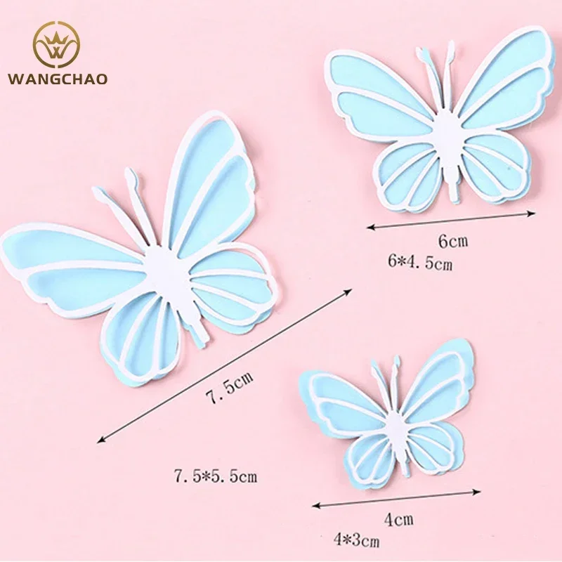 Pearl Butterfly Cake Topper Happy Birthday Romantic Wedding Baby Shower Baking Decoration Party Favors