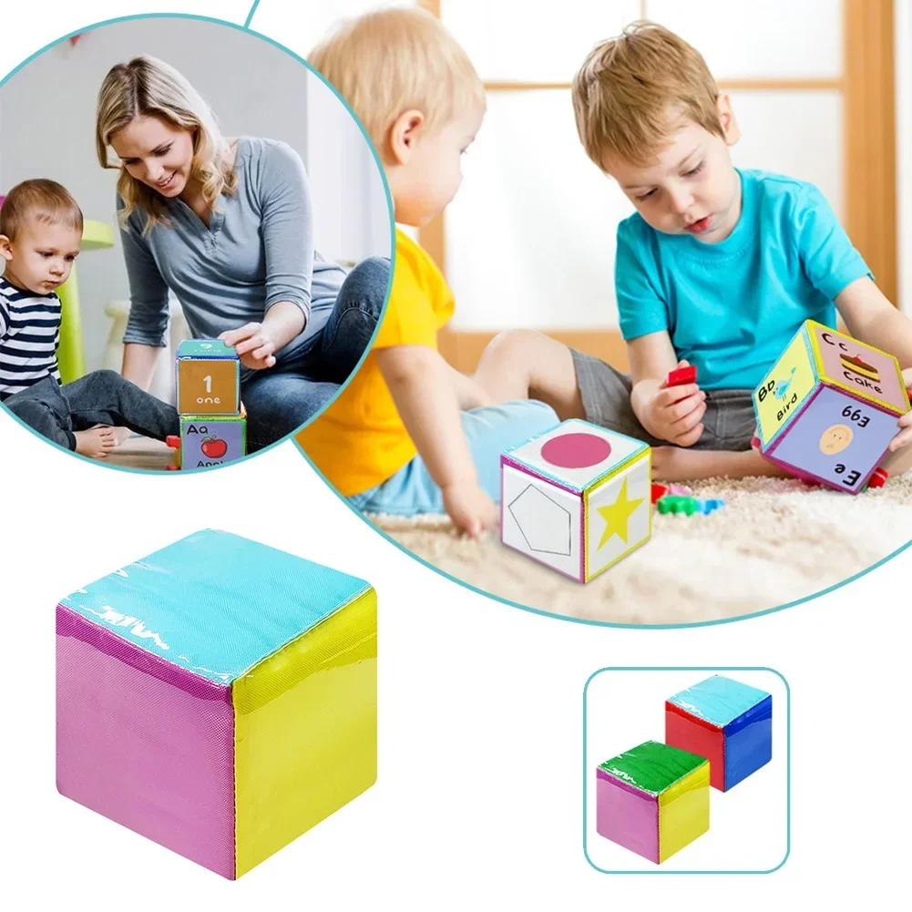 Learning Dices with 6 Sided Clear Pockets Photo Pocket Stacking Blocks Learning Cubes DIY Education Playing Game Dices