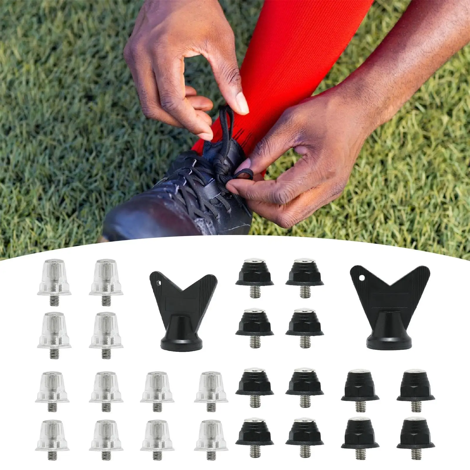 

Universal Fit Football Shoe Spikes Set M5 Thread Studs with Wrench for Sports Cleats Firm Ground Play