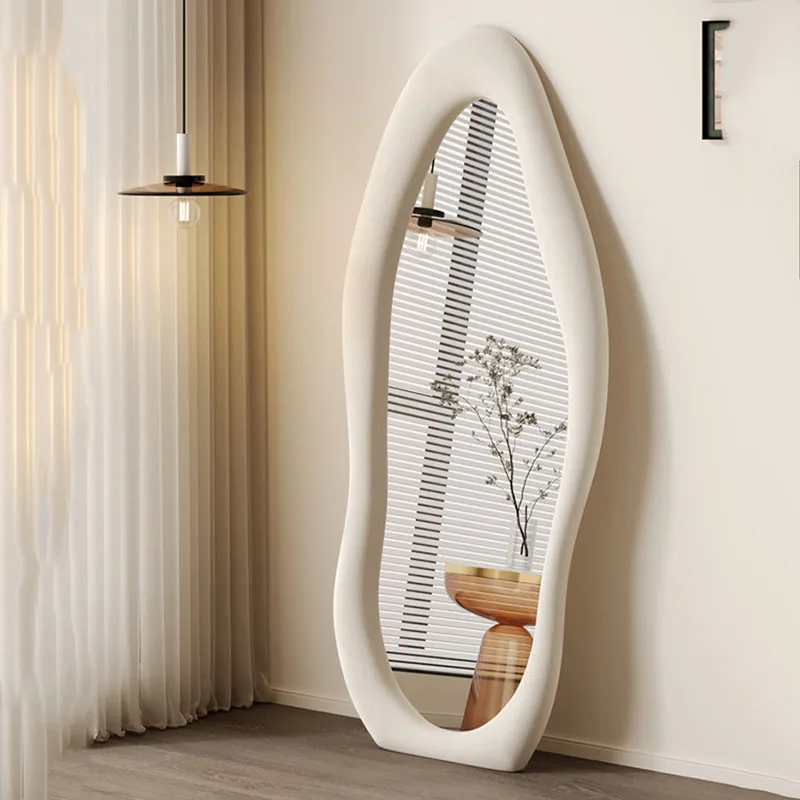 Wavy Memphis White Mirror Full Length Macrame Creative Nordic Full Body Mirror Design Vanity Girls Miroir Mural Home Decoration